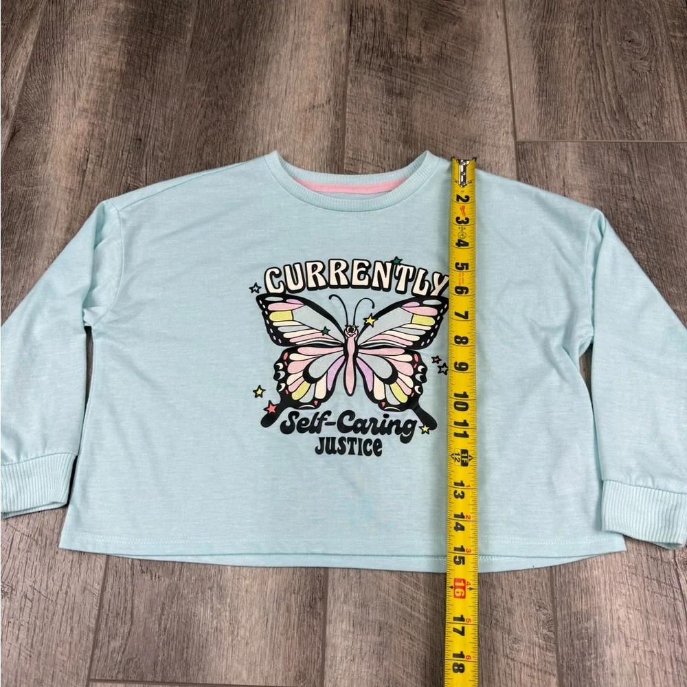 Justice Teal Butterfly Long‎ Sleeve Top